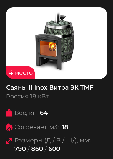 Дровяная банная печь-каменка Саяны II Inox Витра ЗК TMF Термофор