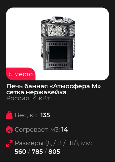 Печь банная Атмосфера М сетка нержавейка ПроМеталл