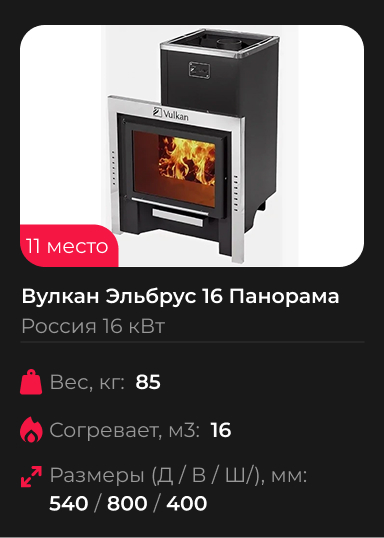 Дровяная печь-каменка Вулкан Эльбрус 16 Панорама