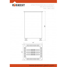 Электрокаменка EVEREST Черный Кристалл (Black Crystal) 4,5квт (с пультом)